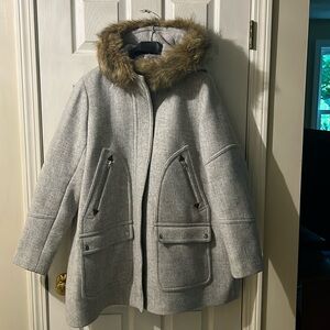 J Crew Women’s Gray Italian Stadium Cloth Coat, Size 18